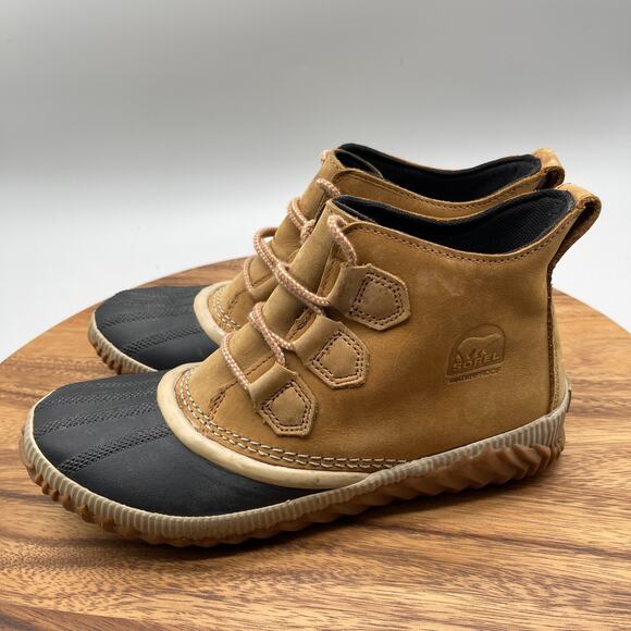 Sorel Out N About Boots Womens Size 9.5 Brown Leather Casual Comfort Duck Bootie - Picture 3 of 8